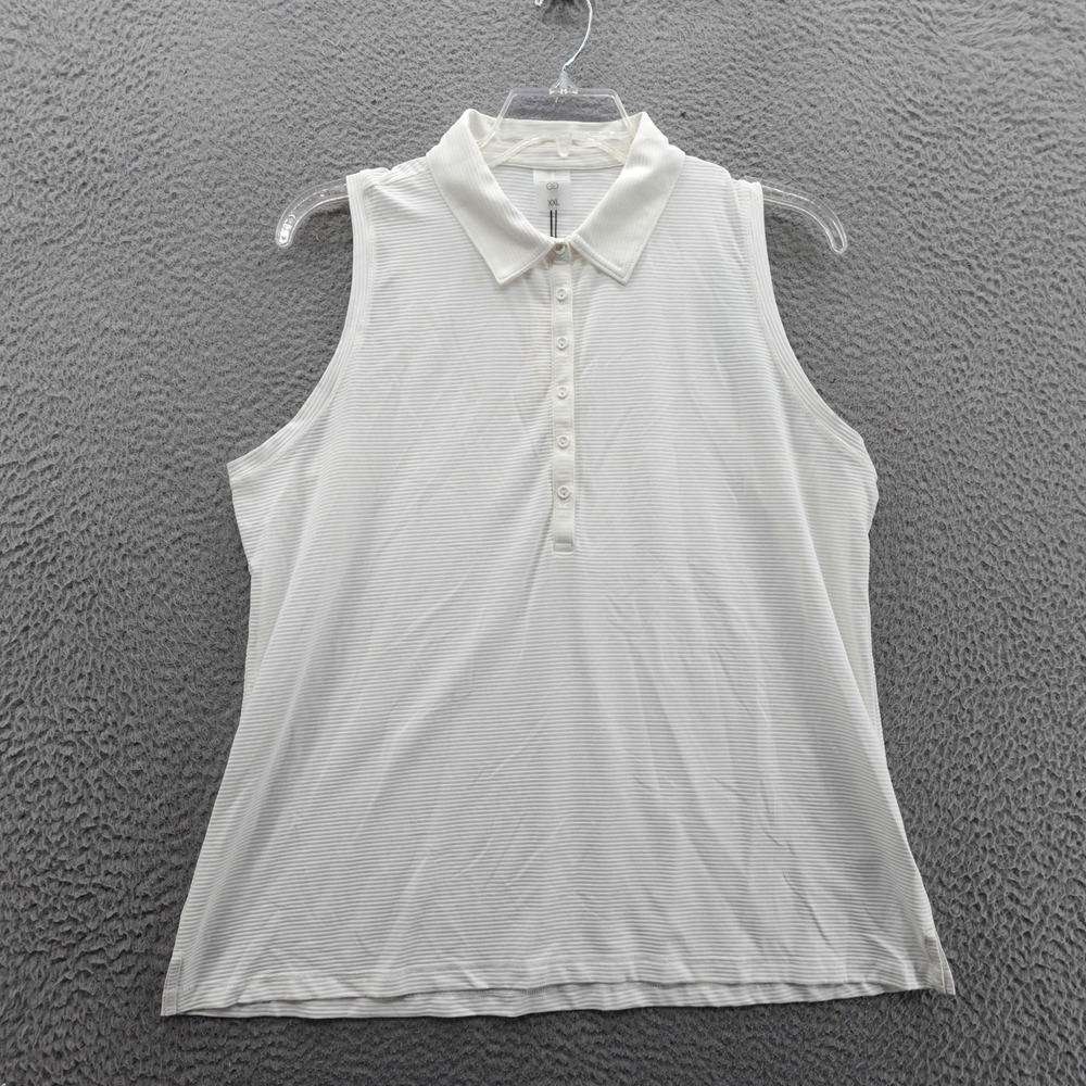 Calia Golf Womens XXL Sleeveless Polo Top Pure White Ribbed WCG11020 NWT